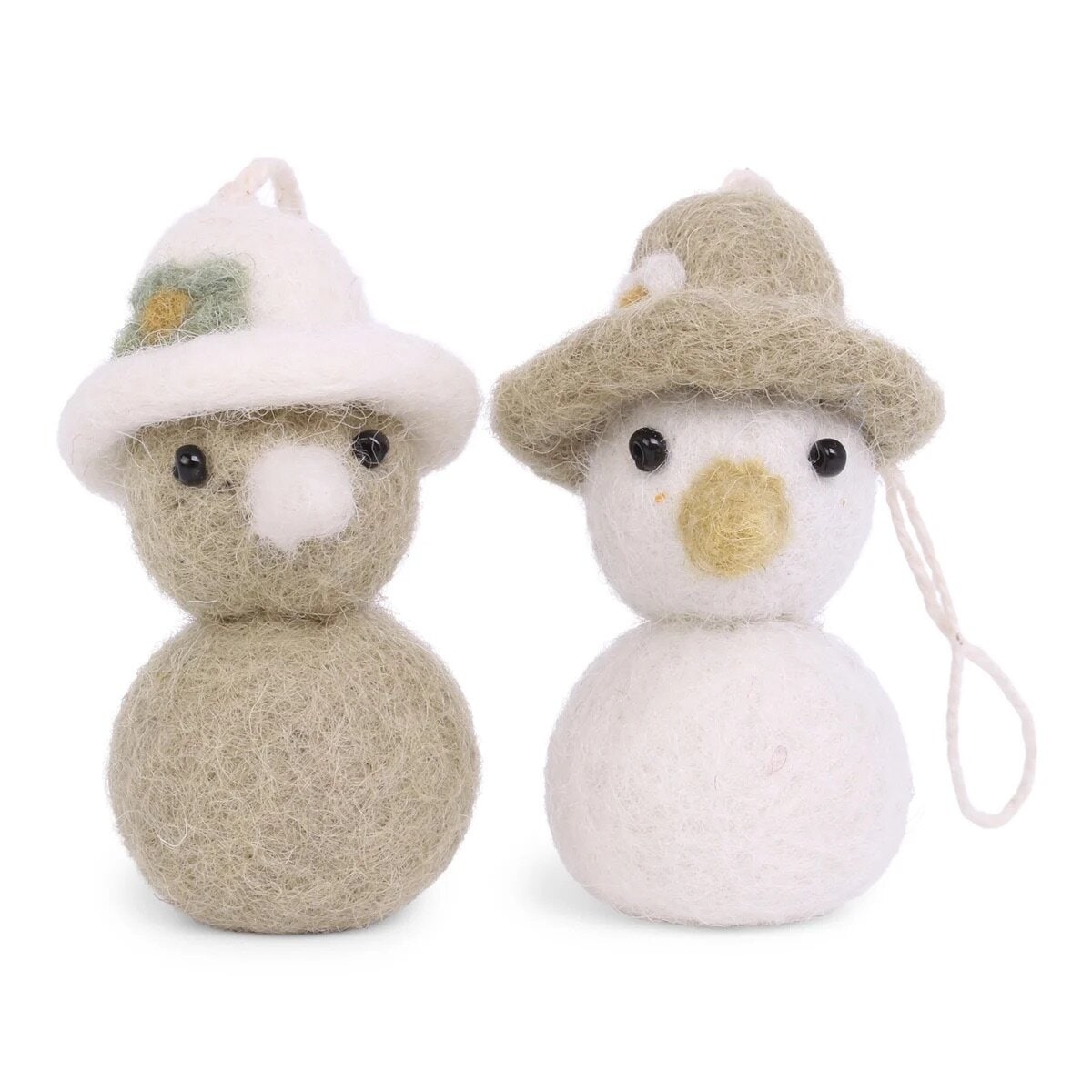 Chickens w. Hat Grey/Green Set of 2