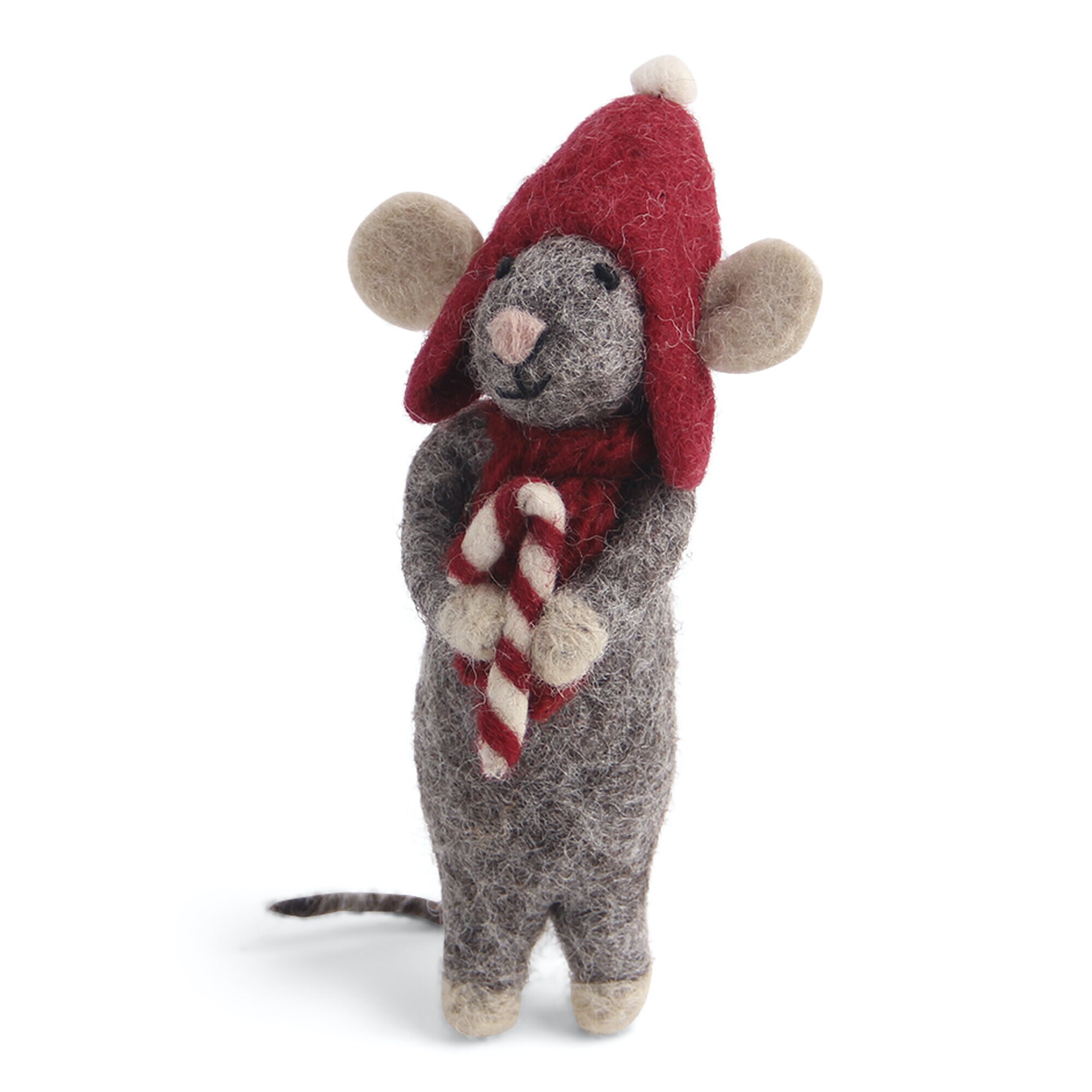Grey Mouse w. Candy Cane