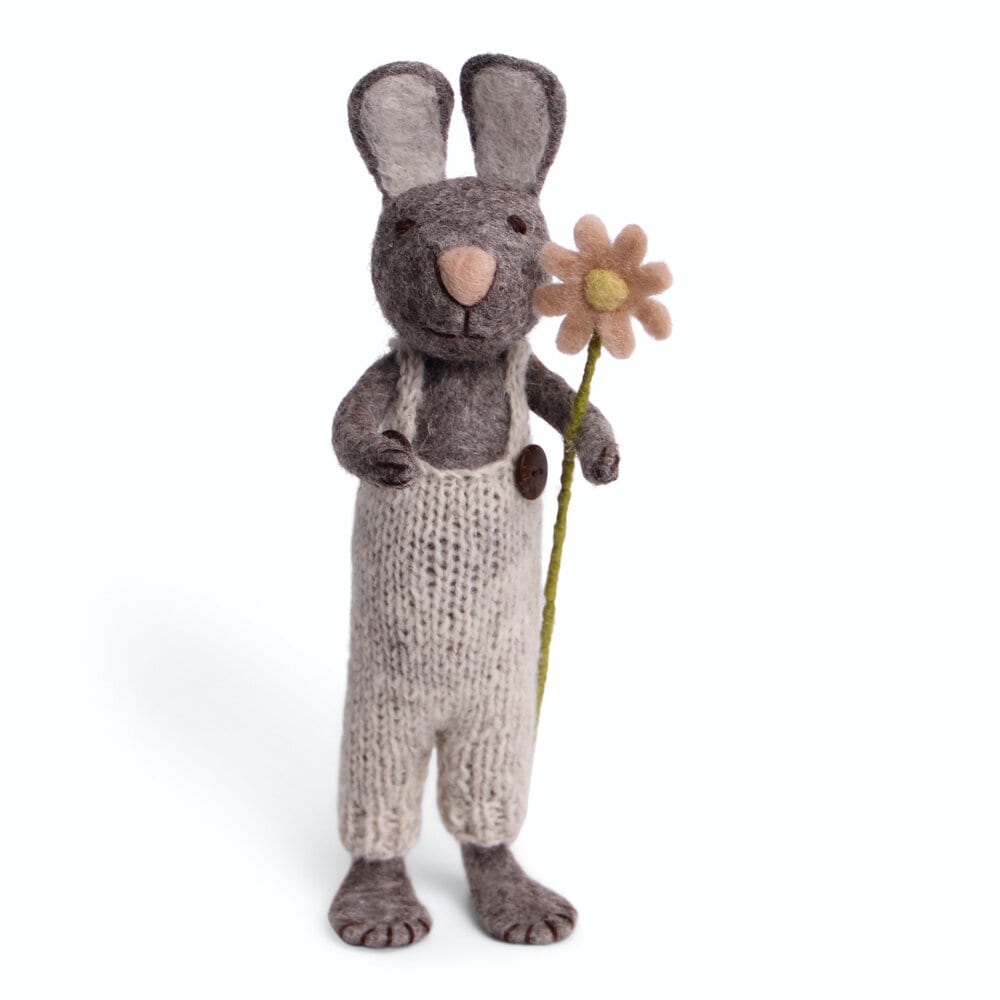 Big Grey Bunny w. Pants and Flower