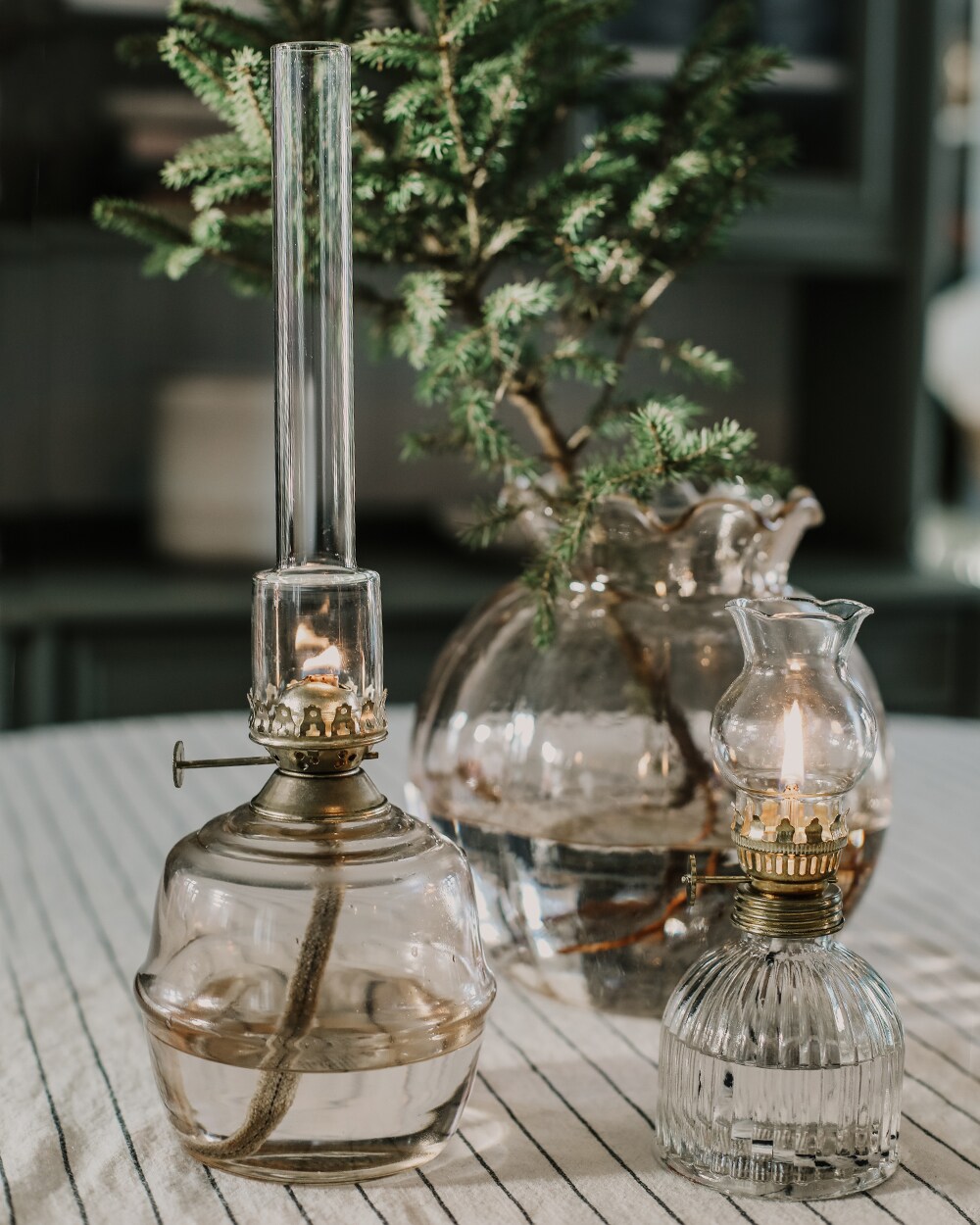 Kerosene Lamp Majken Ash Rose Brass Large