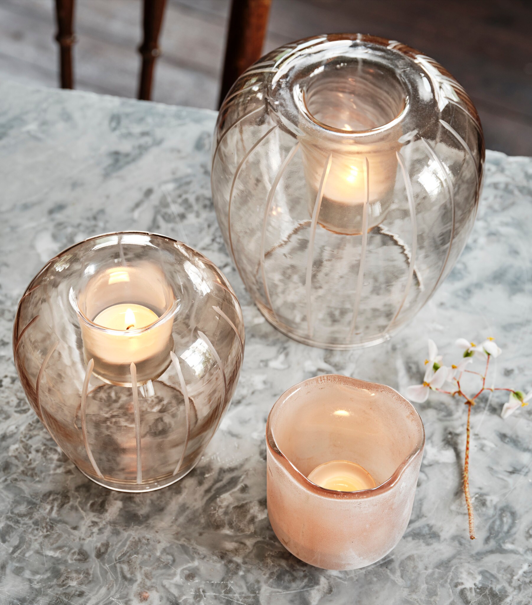 Tea Light Holder Ebba Ash Rose Small