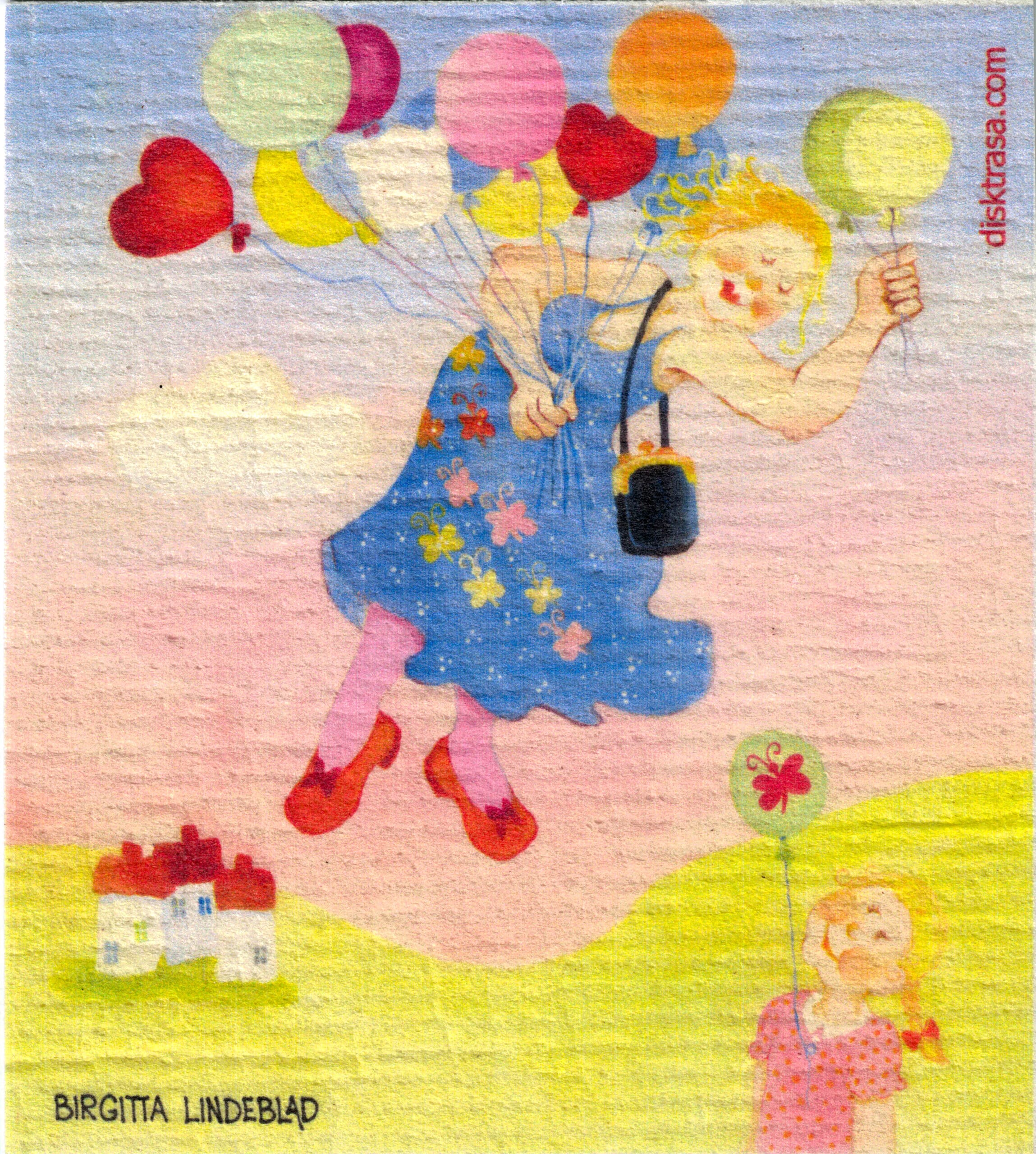 Dishcloth Balloon Lady Birgitta Lindeblad