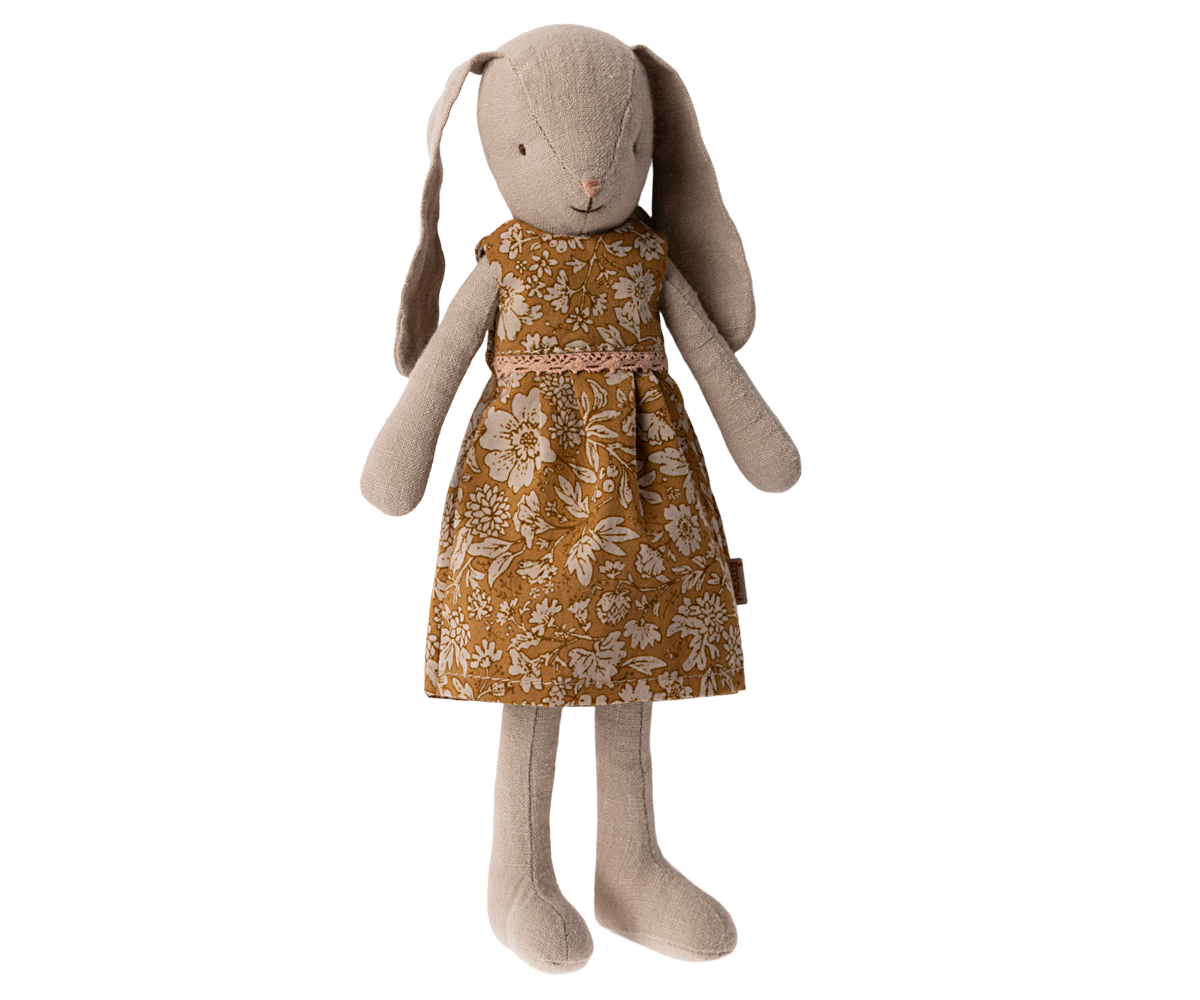 Rabbit Size 2 Dress Flowers Ochre