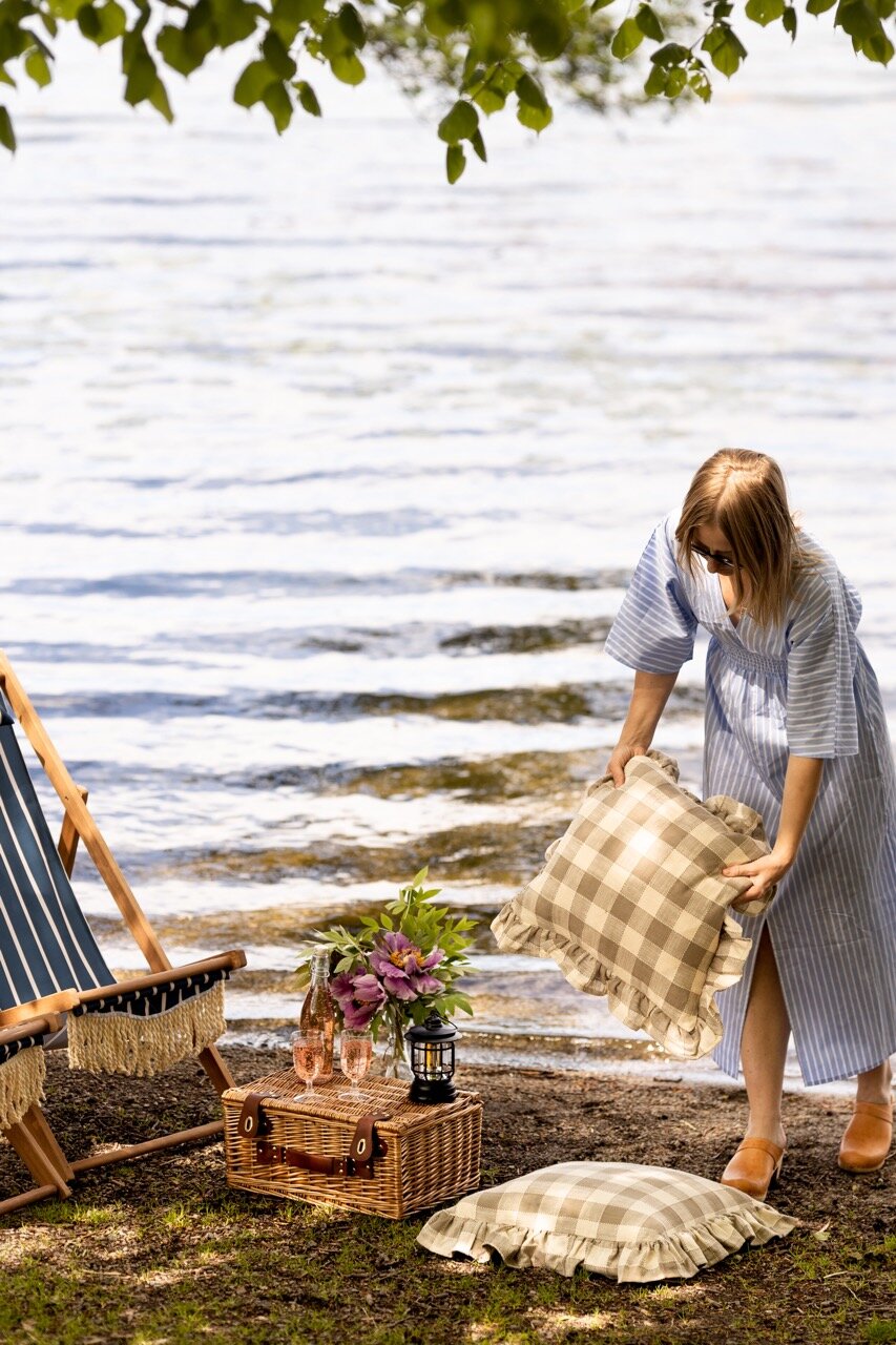 Cushion Cover Ida Check Beige/White