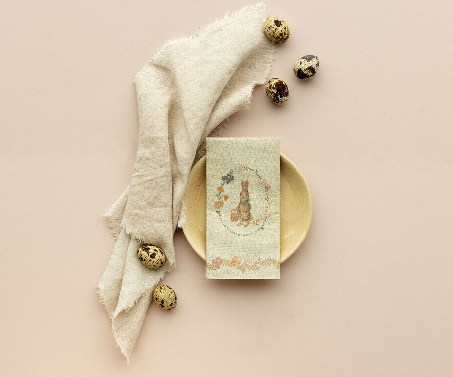 Napkin Lapin de Pâques Green