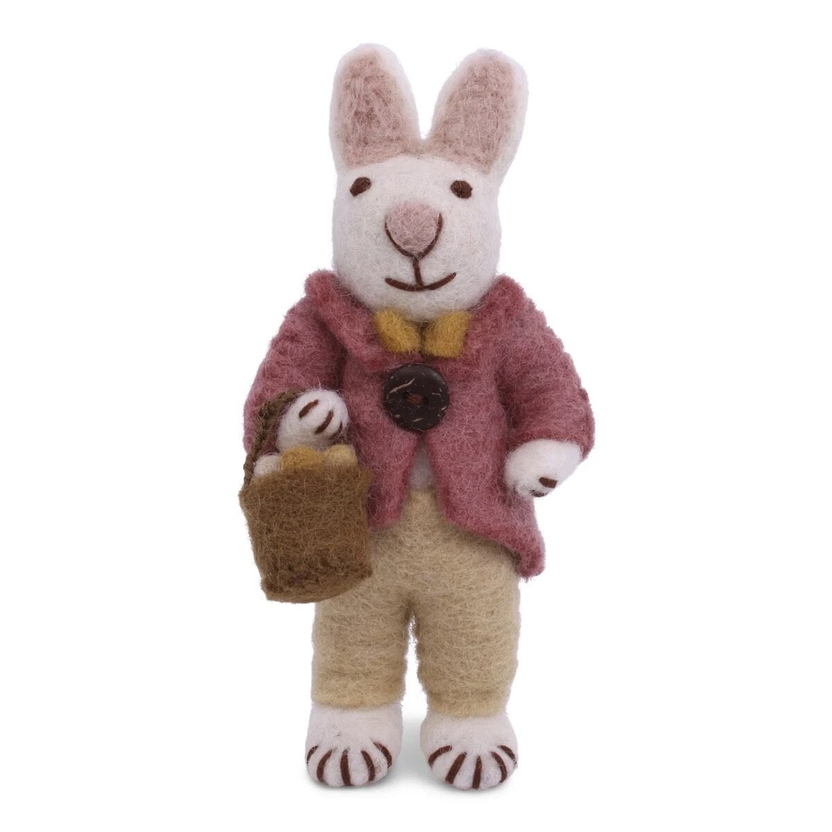 Small White Bunny w. Jacket & Egg Basket