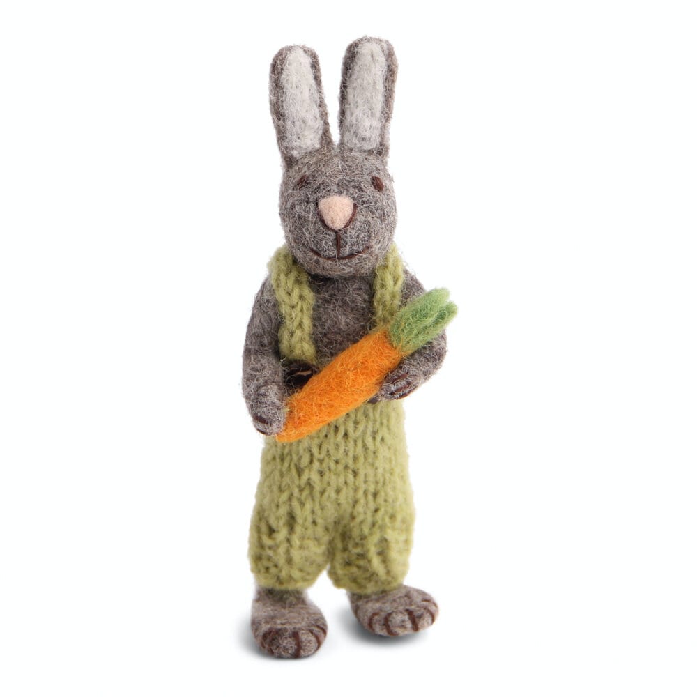 Grey Bunny w. Green Pants and Carrot