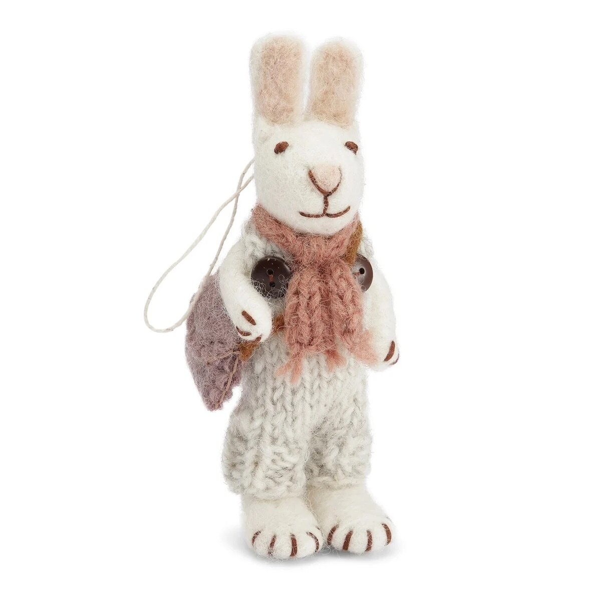 Small White Bunny w. Pink Scarf