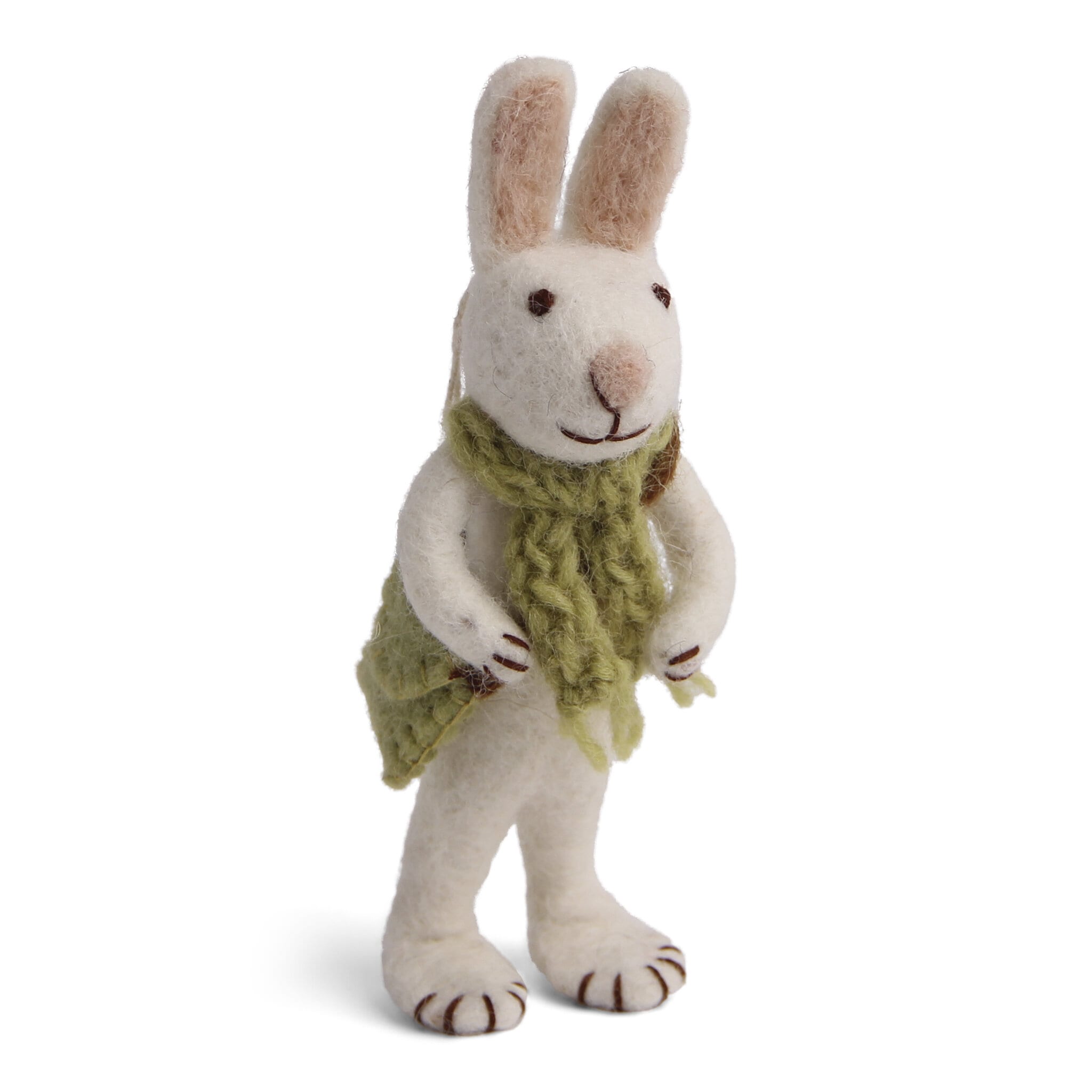 Small White Bunny w. Green Scarf