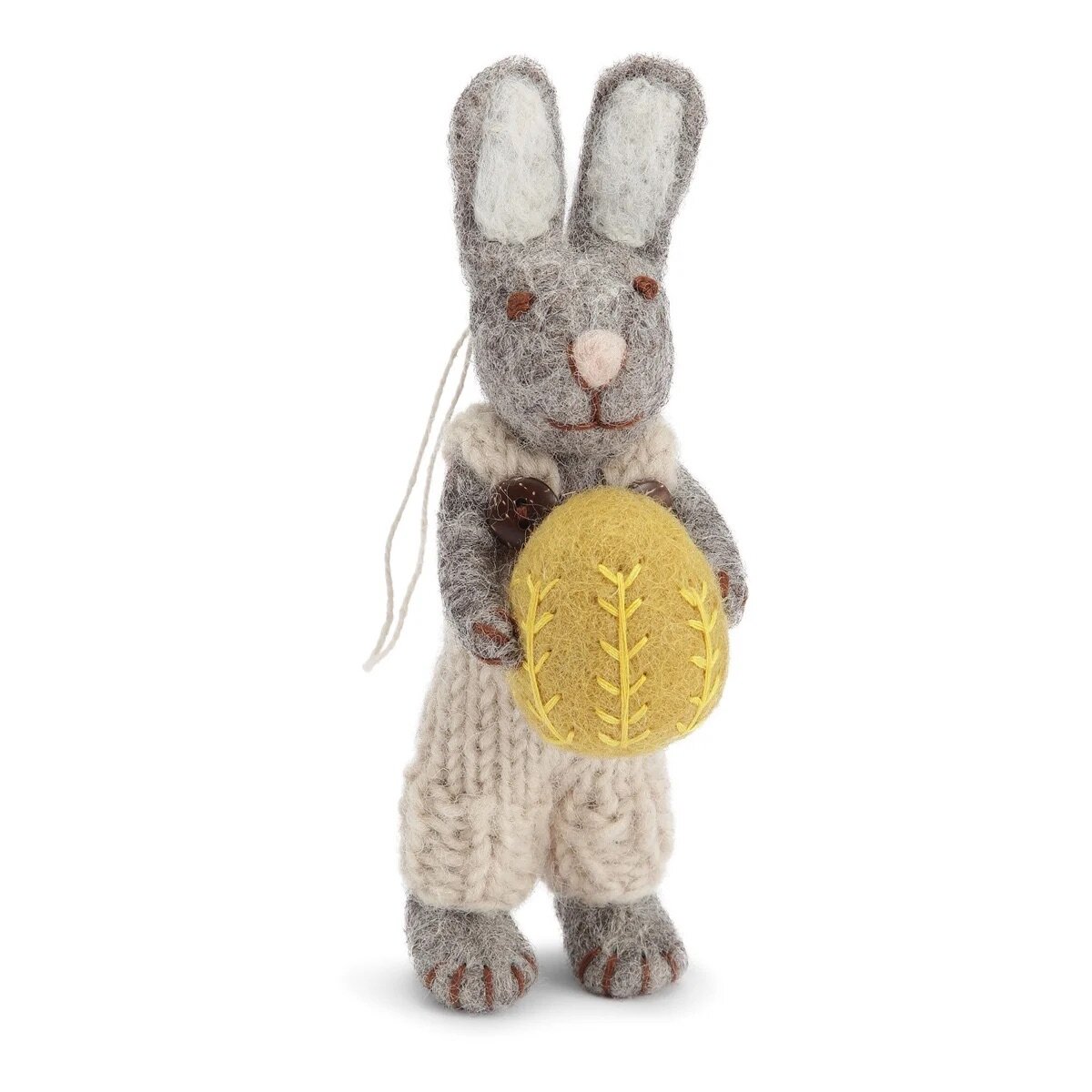 Small Grey Bunny w. Pants & Yellow Egg
