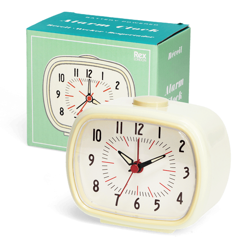 Ivory White Retro Alarm Clock
