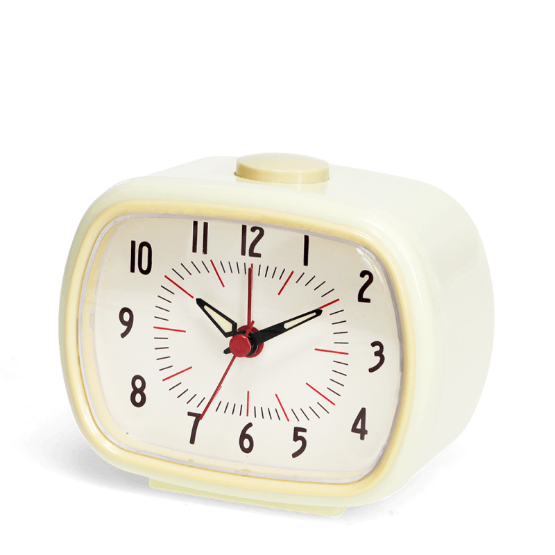 Ivory White Retro Alarm Clock