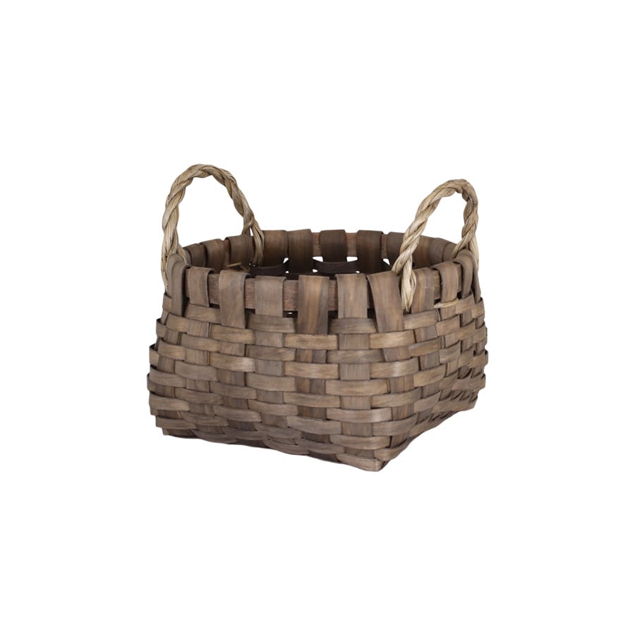Wood Basket Kerstin Round Grey Small