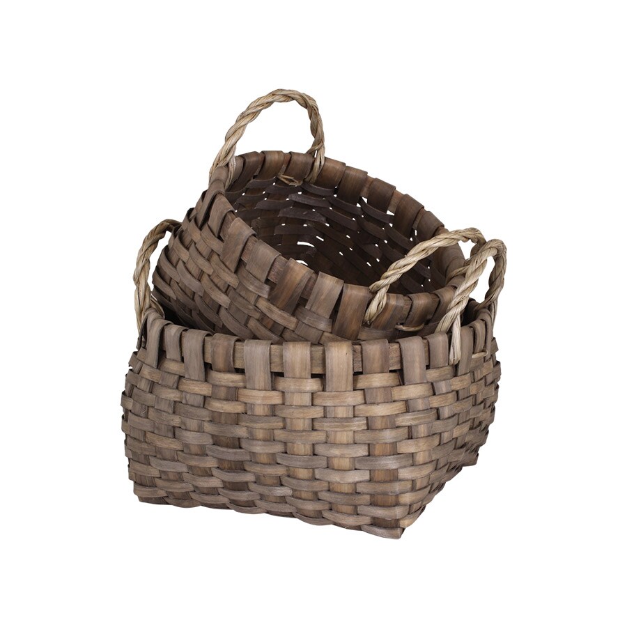 Wood Basket Kerstin Round Grey Small