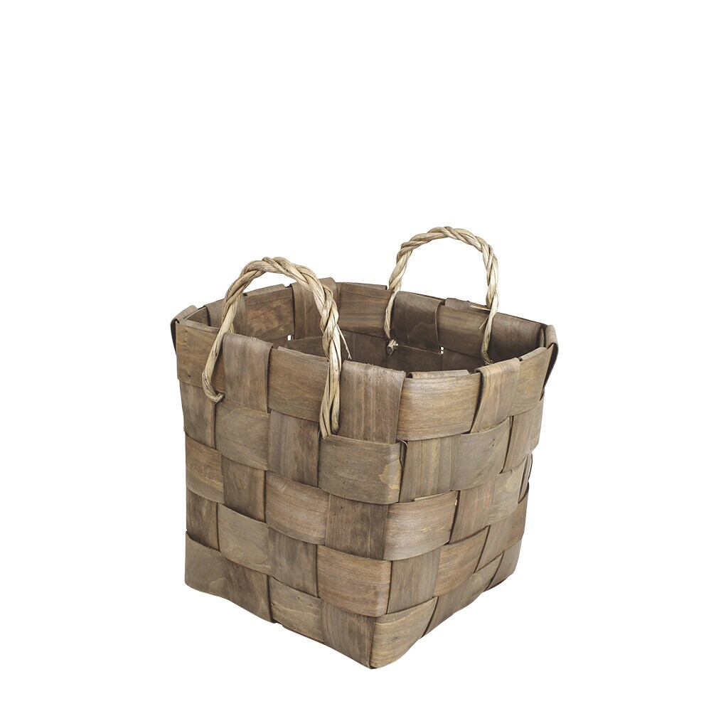 Wooden Basket Marita Grey Medium