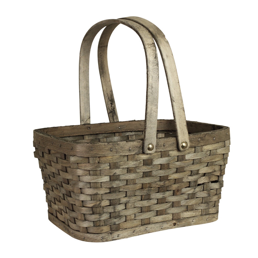 Wood Basket Tuva Grey