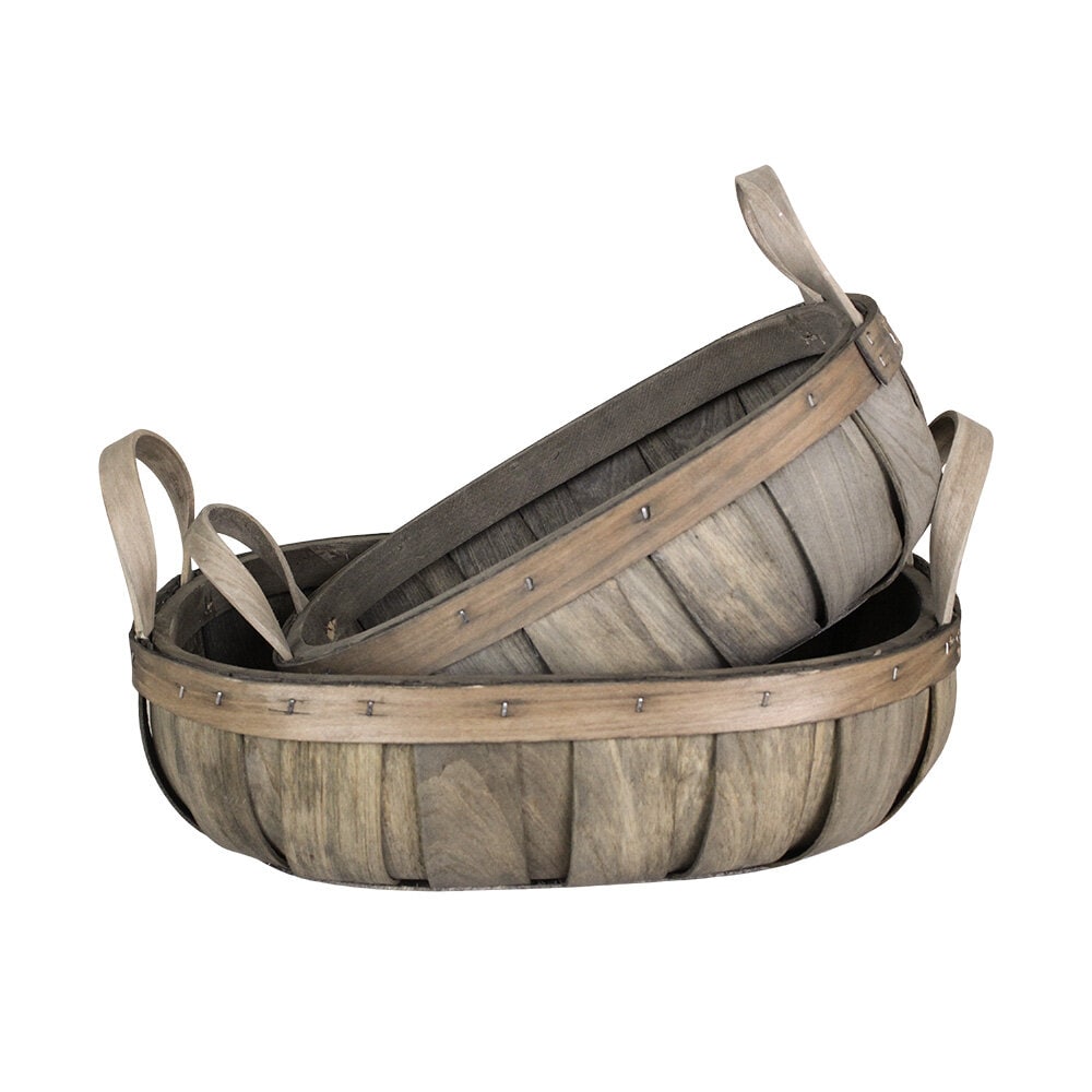 Wood Basket Vanja Grey S/2