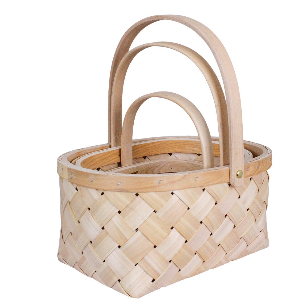 Wood Basket Ylva Nature S/3