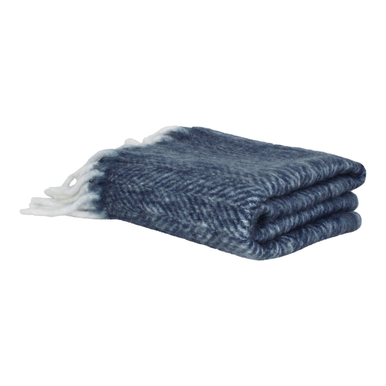 Wool Plaid Blue w. Light Fringes