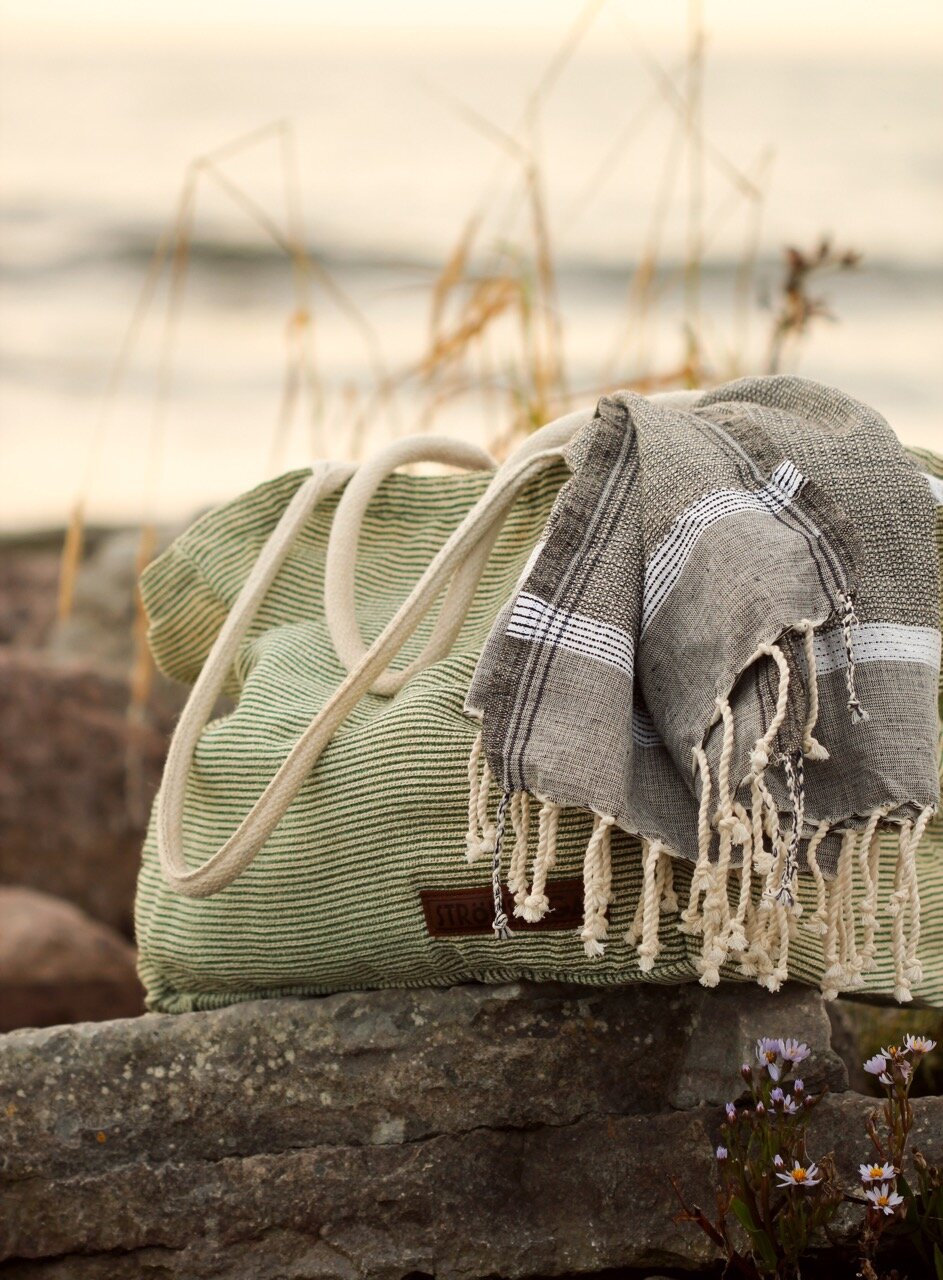 Beach Bag Ester Green/White
