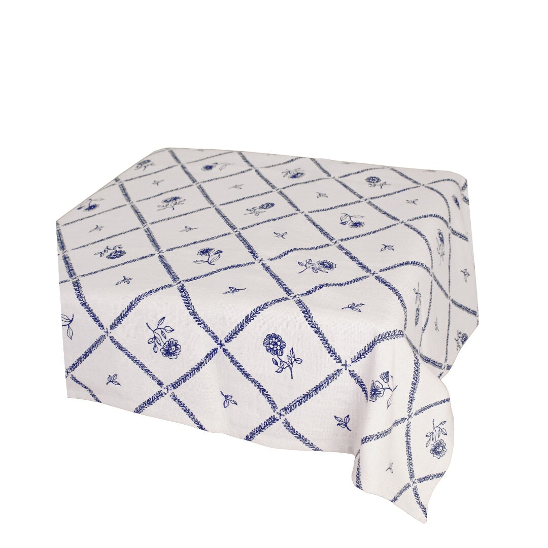 Table Cloth Lovisa 115 x 115 Blue/White