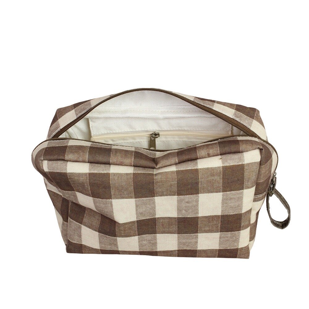 Wash Bag Simona Check - Brown M
