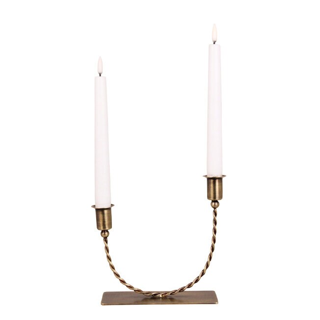 Candle Holder Estelle Squared Foot Antique Brass