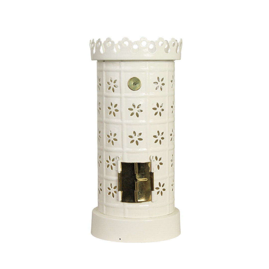Tea Light Holder Tiled Stove White