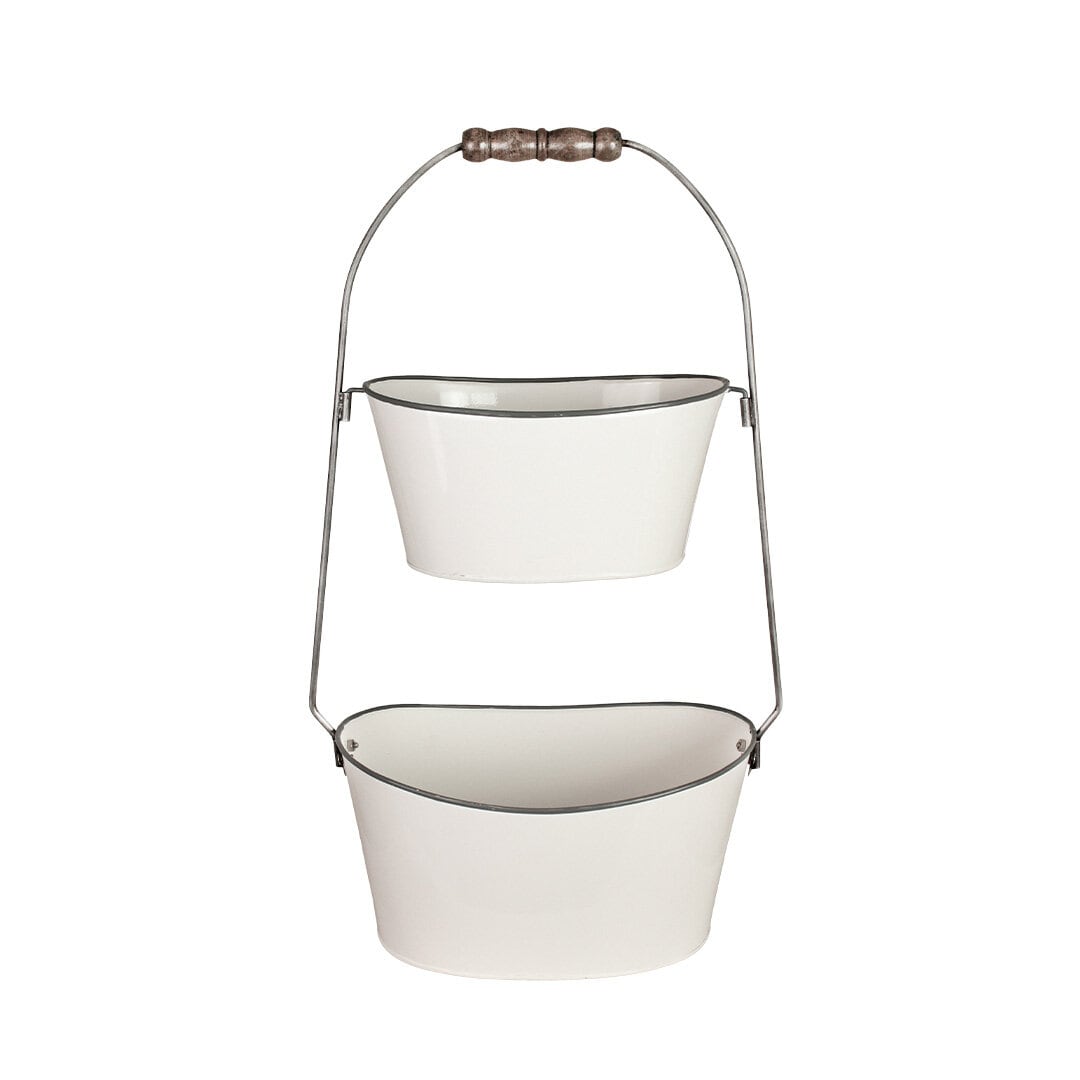2-Tier Storage Basket Sofie White