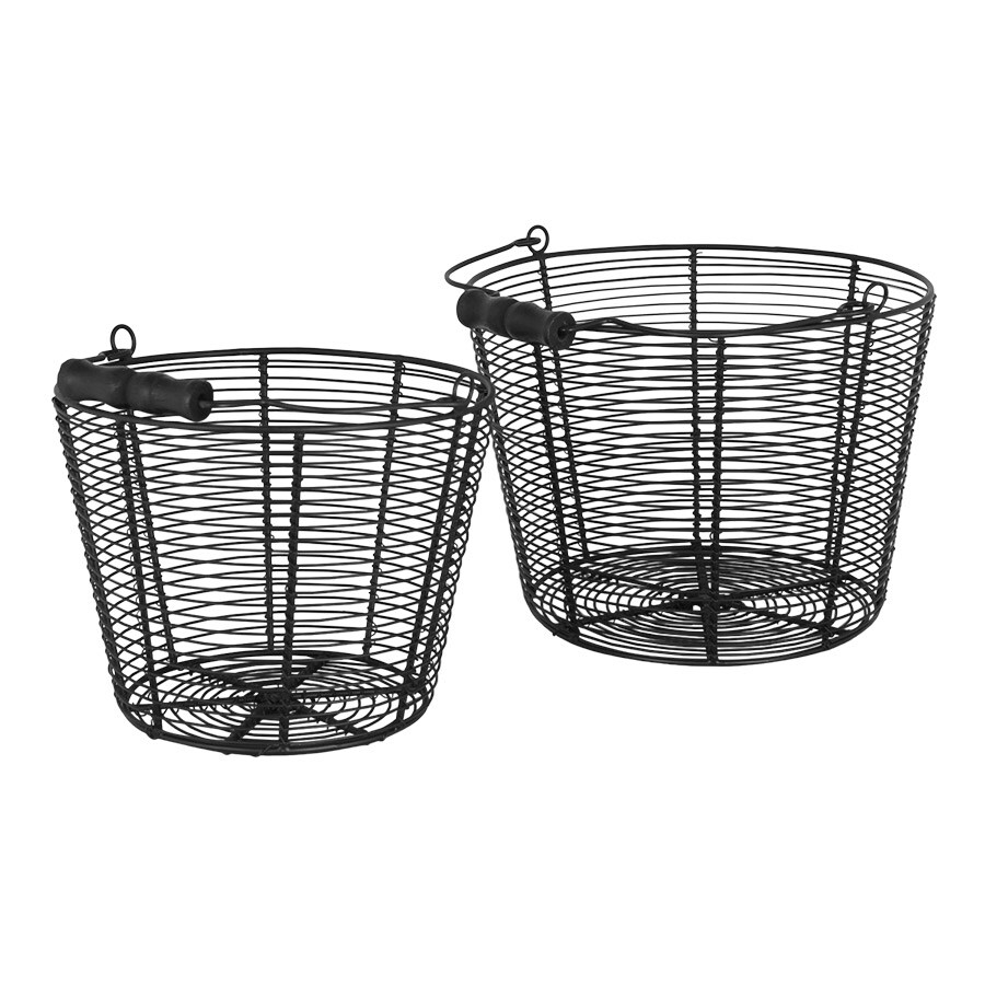 Wire Basket  w. Handle Coned Black Large