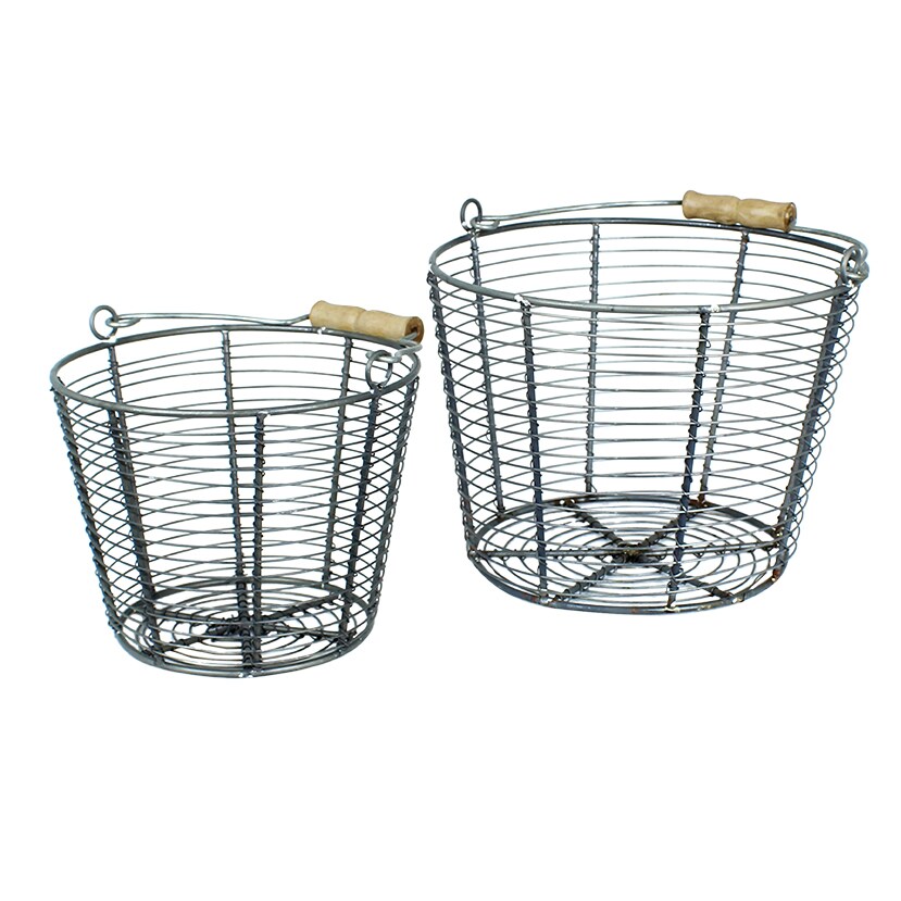 Wire Basket w. Handle Coned Zink Small