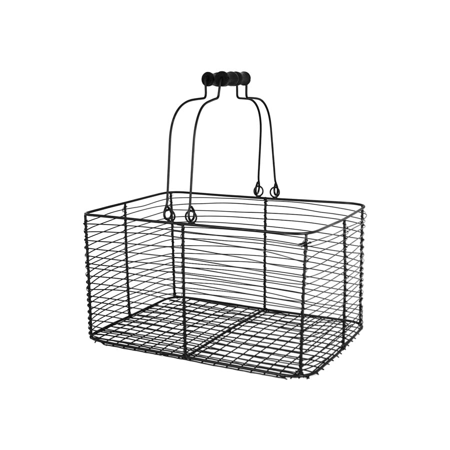 Wire Basket w. Handles Rectangular Black Small