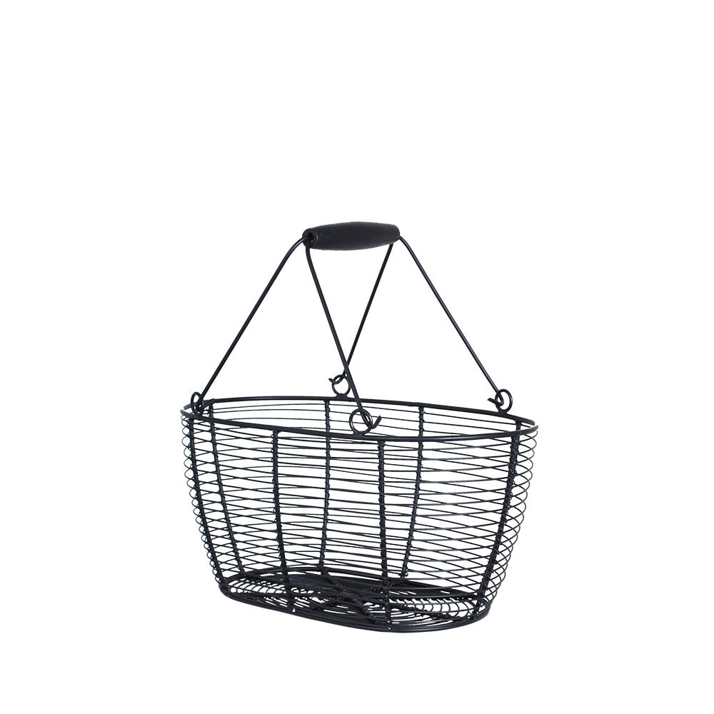 Wire Basket Oval Black Small
