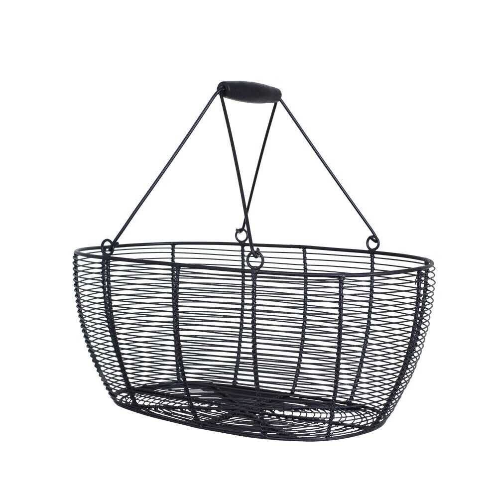 Wire Basket Oval Black Large