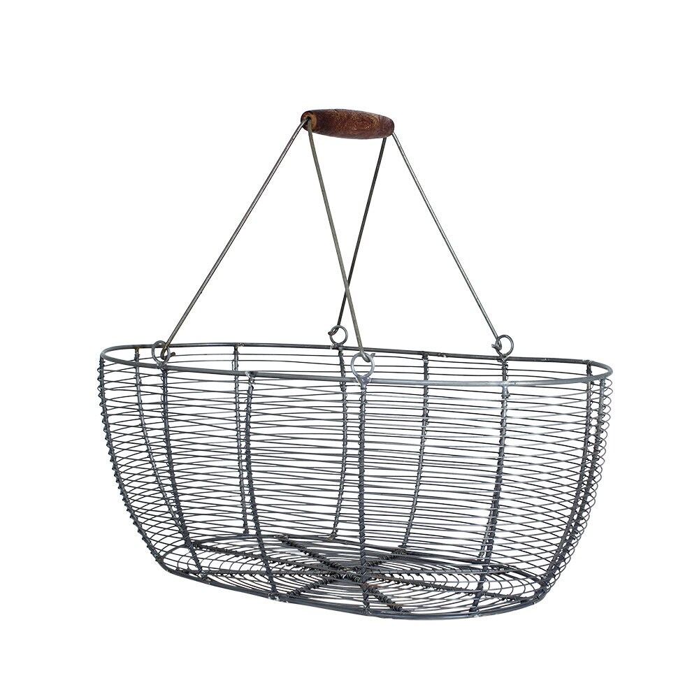 Wire Basket Oval Zinc Large