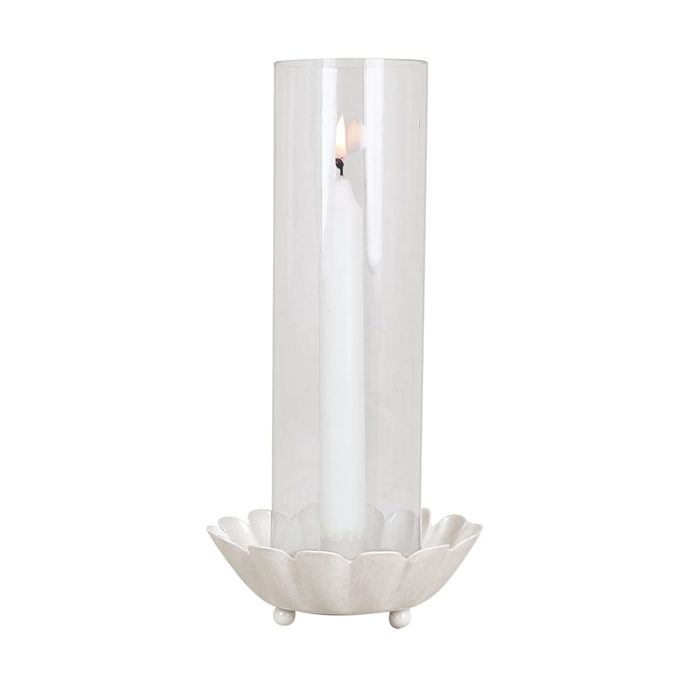Candle Holder w. Glass Pipe Ingrid Antique White