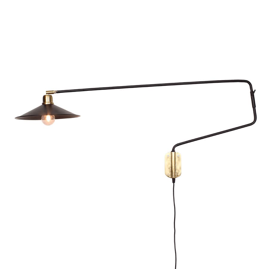 Wall Lamp Long Arm Black/Brass