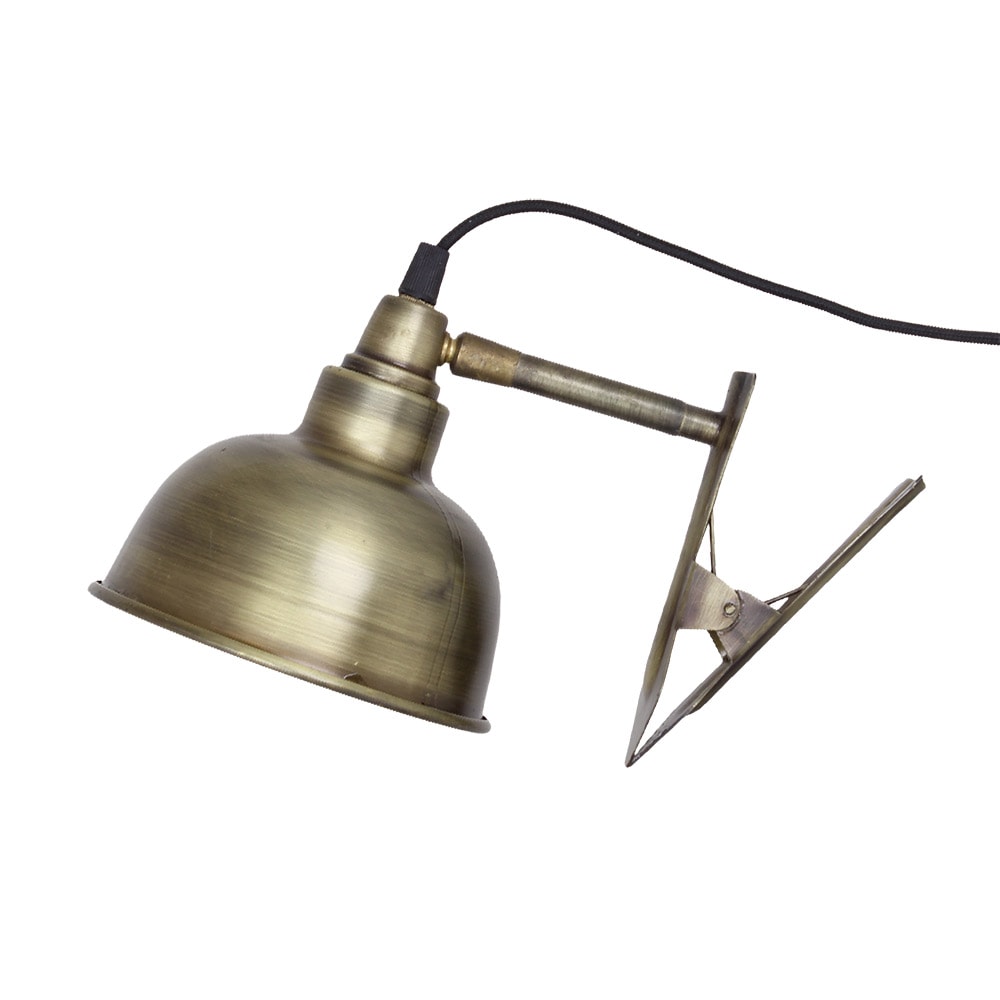 Wall Lamp w. Clip Antique Brass