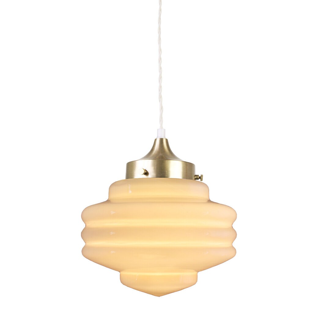 Pendant Lamp Valter w. Twisted Cord Brass/Opal Beige