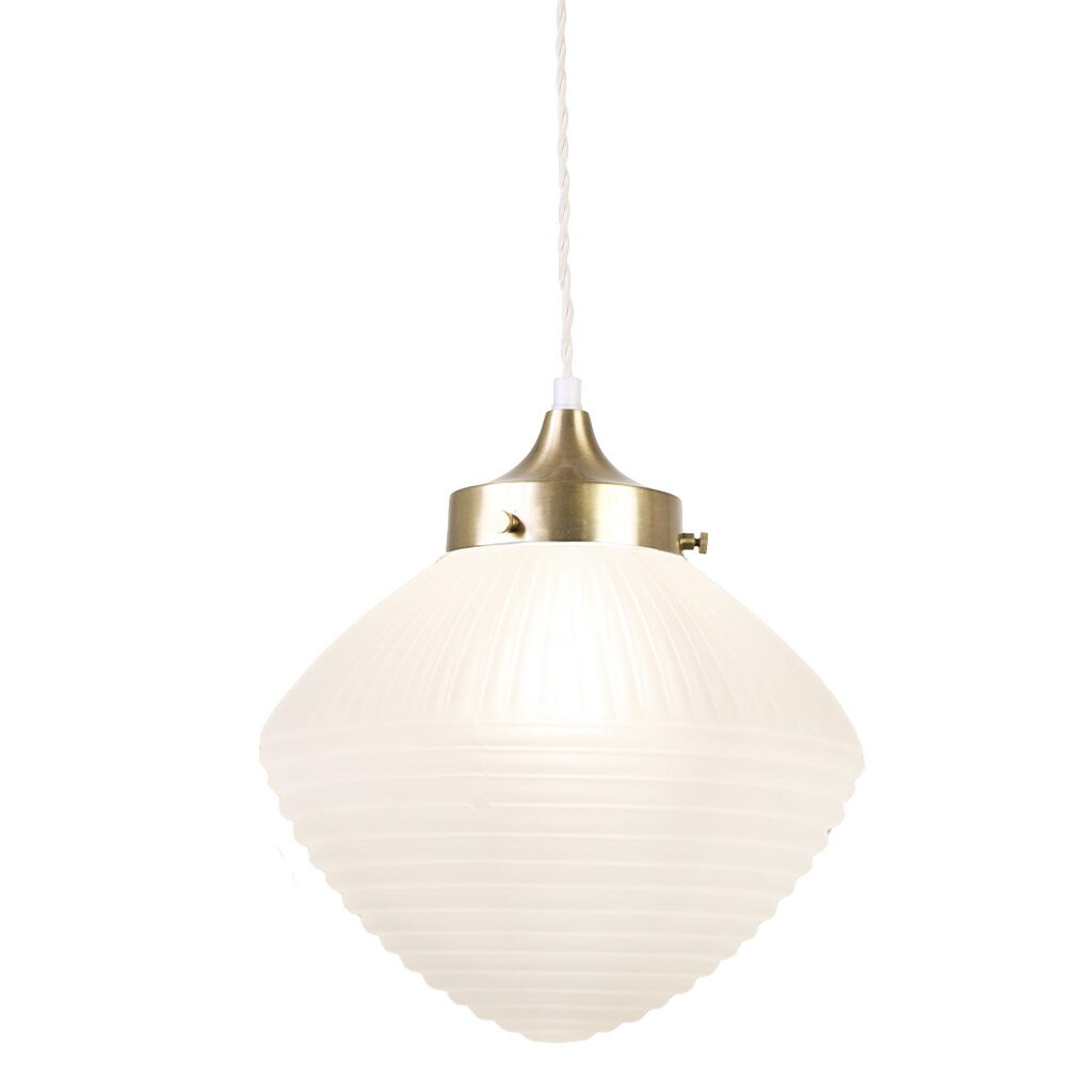 Pendant Lamp Alfred w. Twisted Cord Brass/Frost