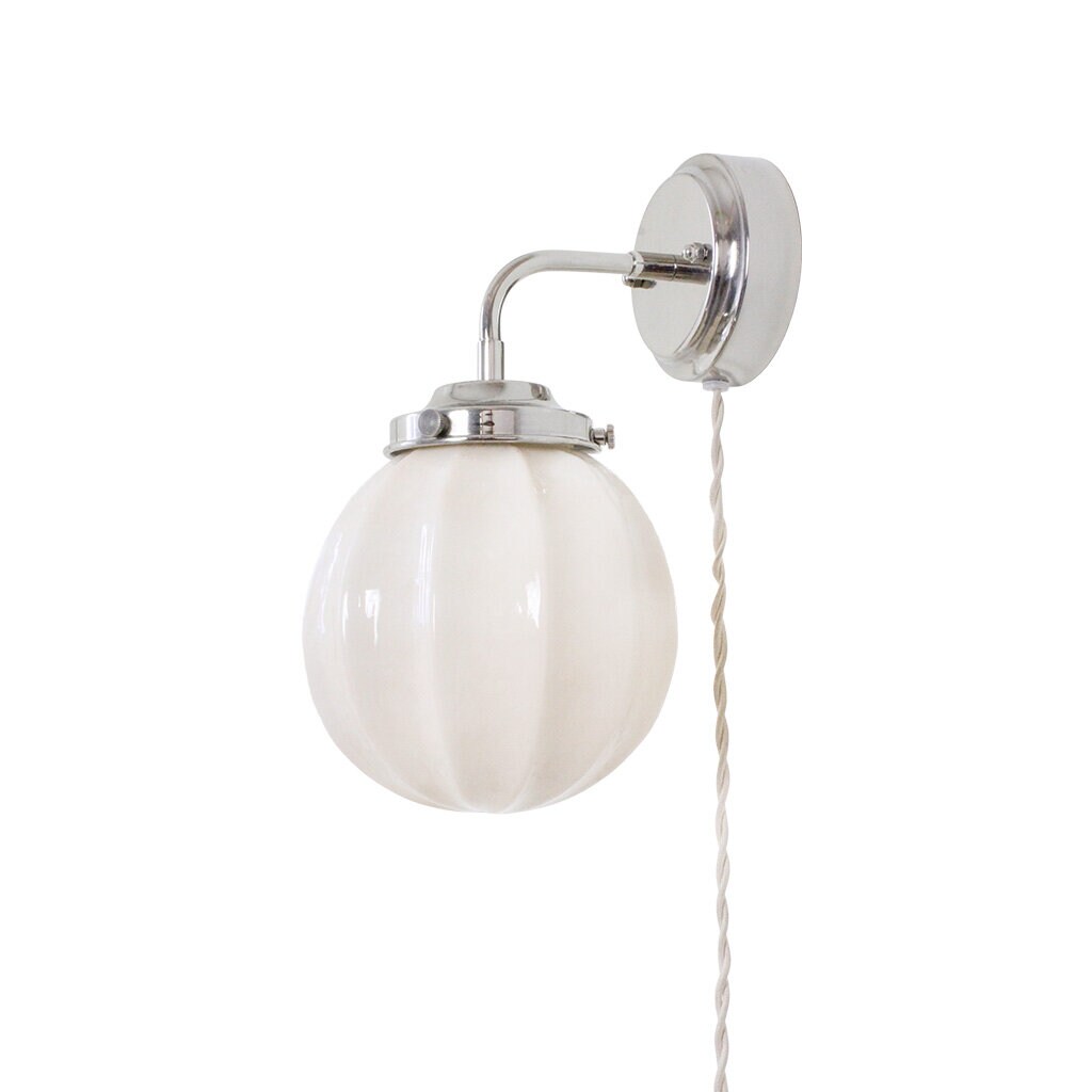 Wall Lamp Marit Nickel/Opal Beige Small