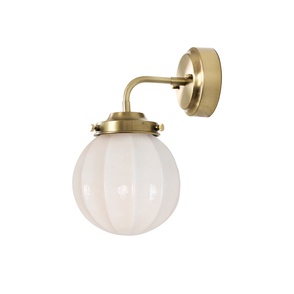 Bathroom Wall Lamp Marit Brass/Opal Beige Small