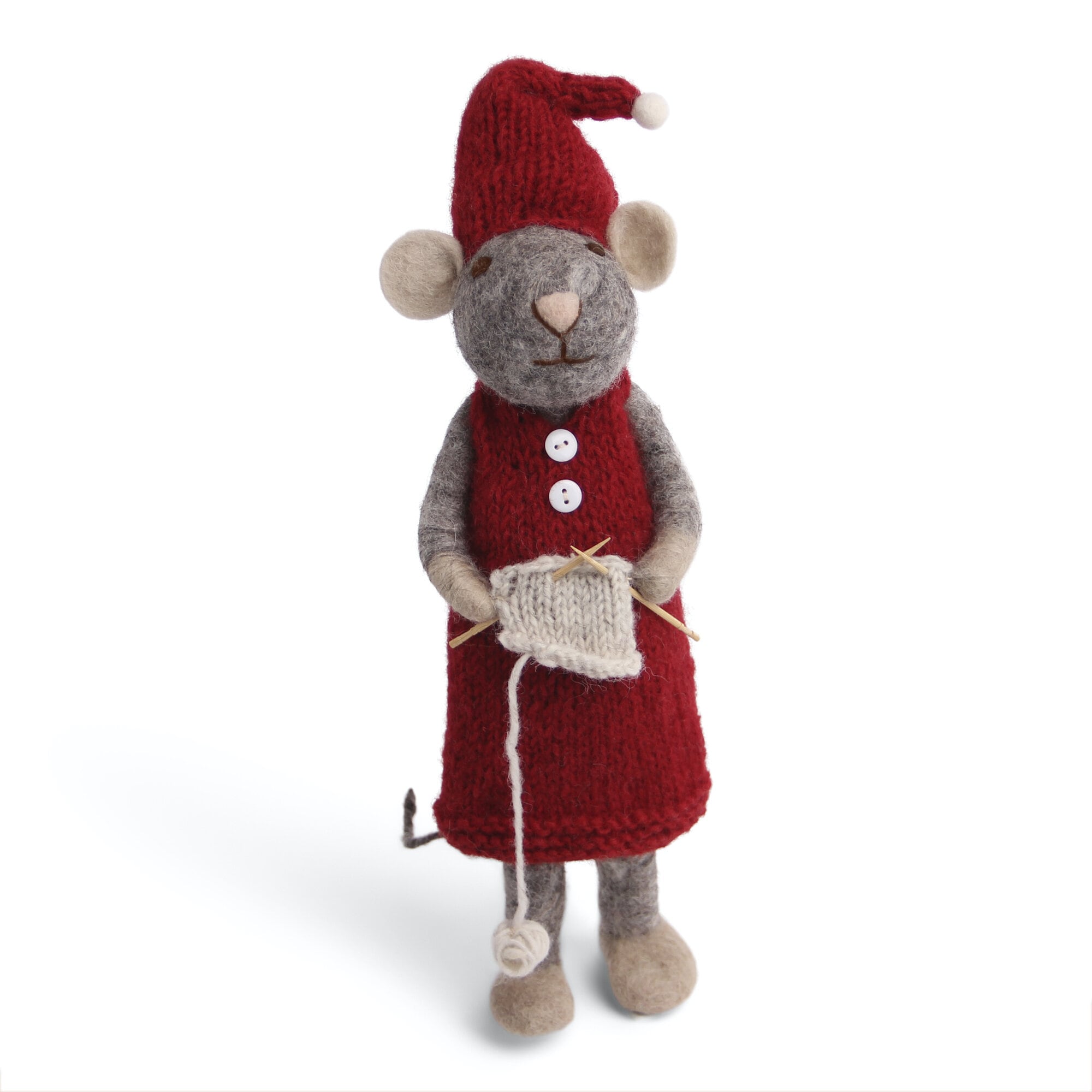 Big Grey Mouse w. Knitting