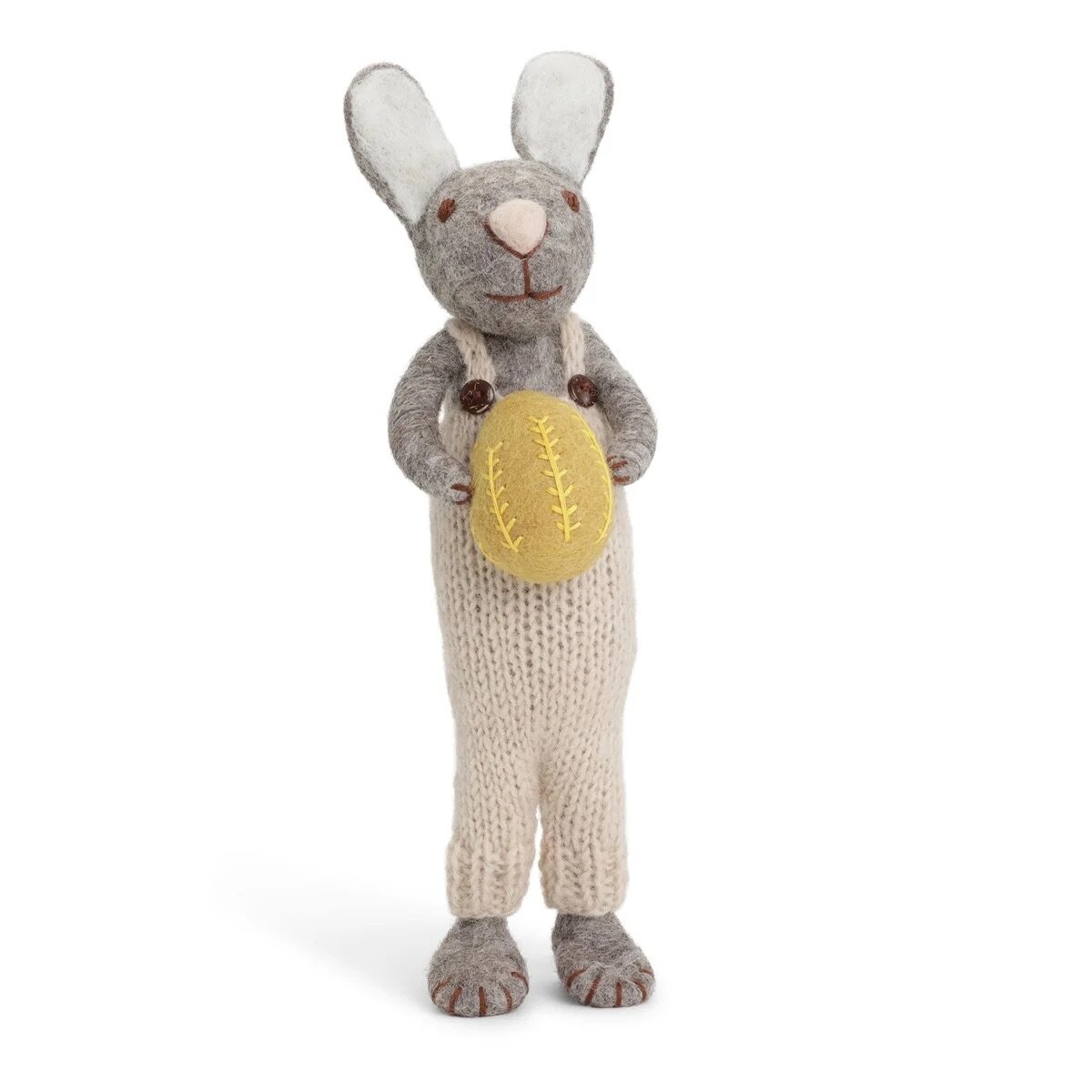 Large Grey Bunny w. Pants & Yellow Egg