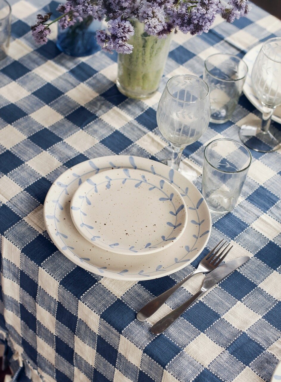 Table Cloth Ida Check Blue/White