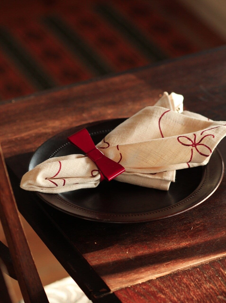 Napkin Bow White/Red