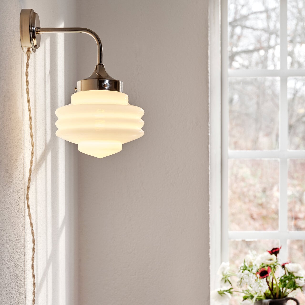 Wall Lamp Valter Nickel/Opal White