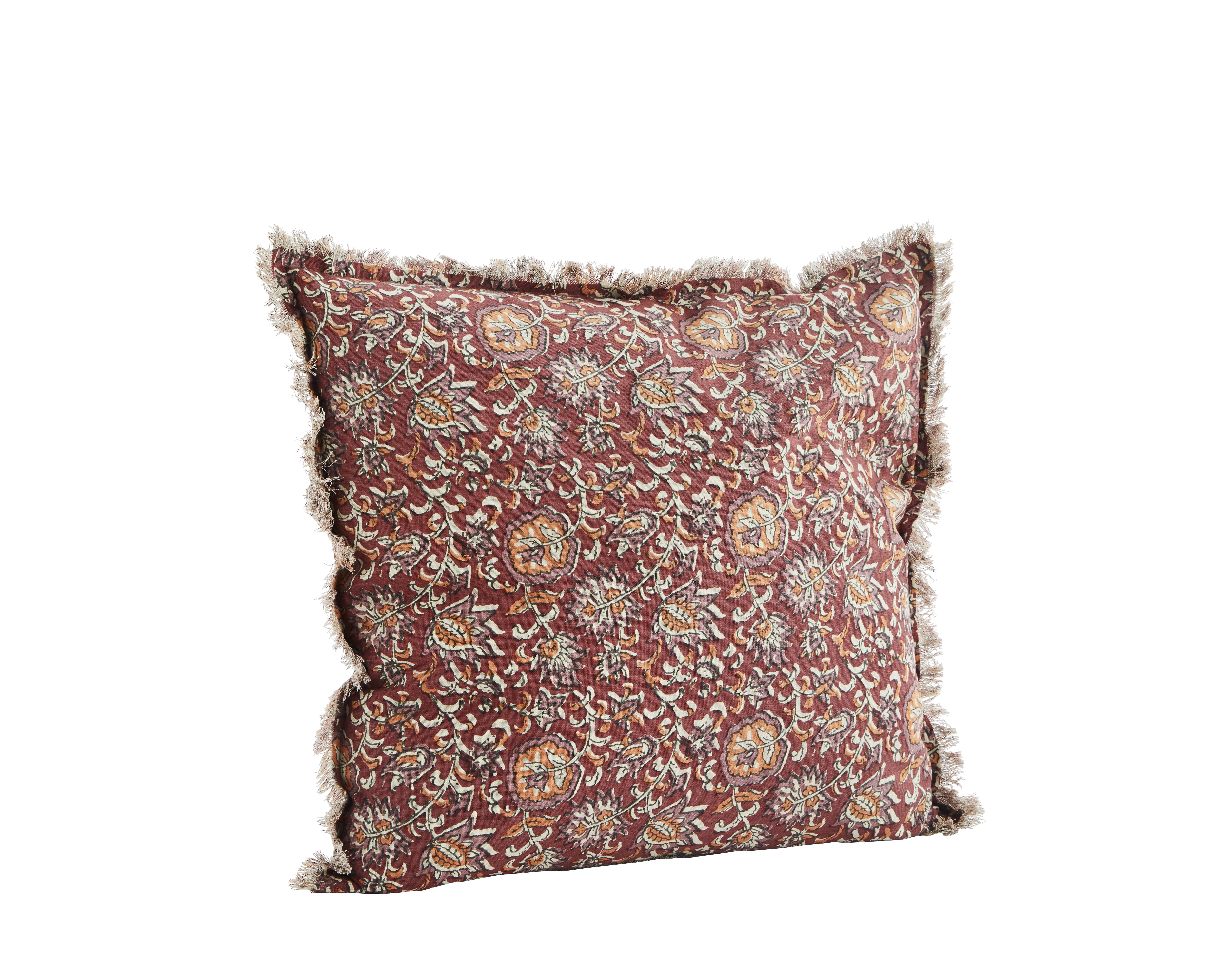 Cusion Cover w. Fringes Printed Red
