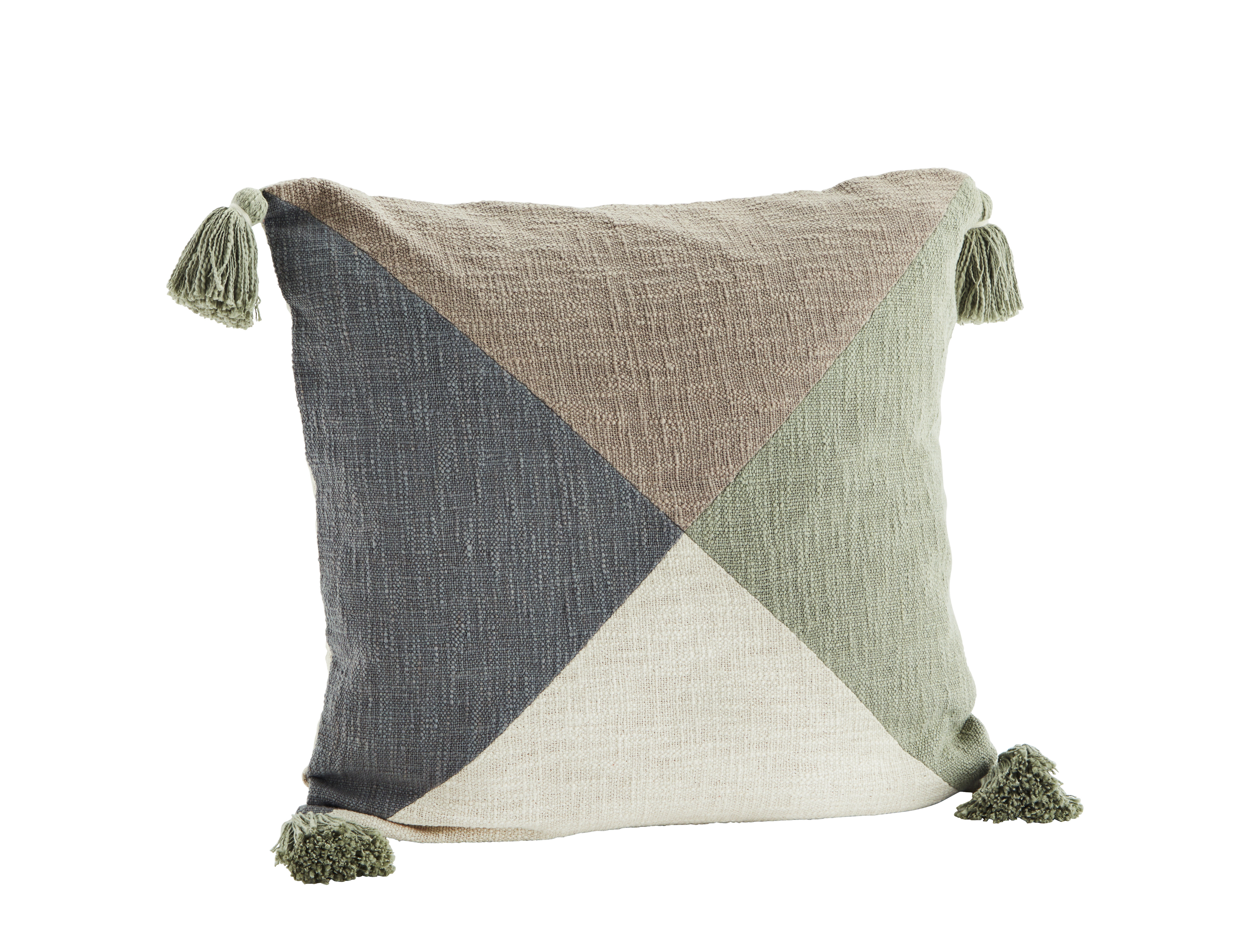 Cushion Cover Multicolored w. Tassels Sage