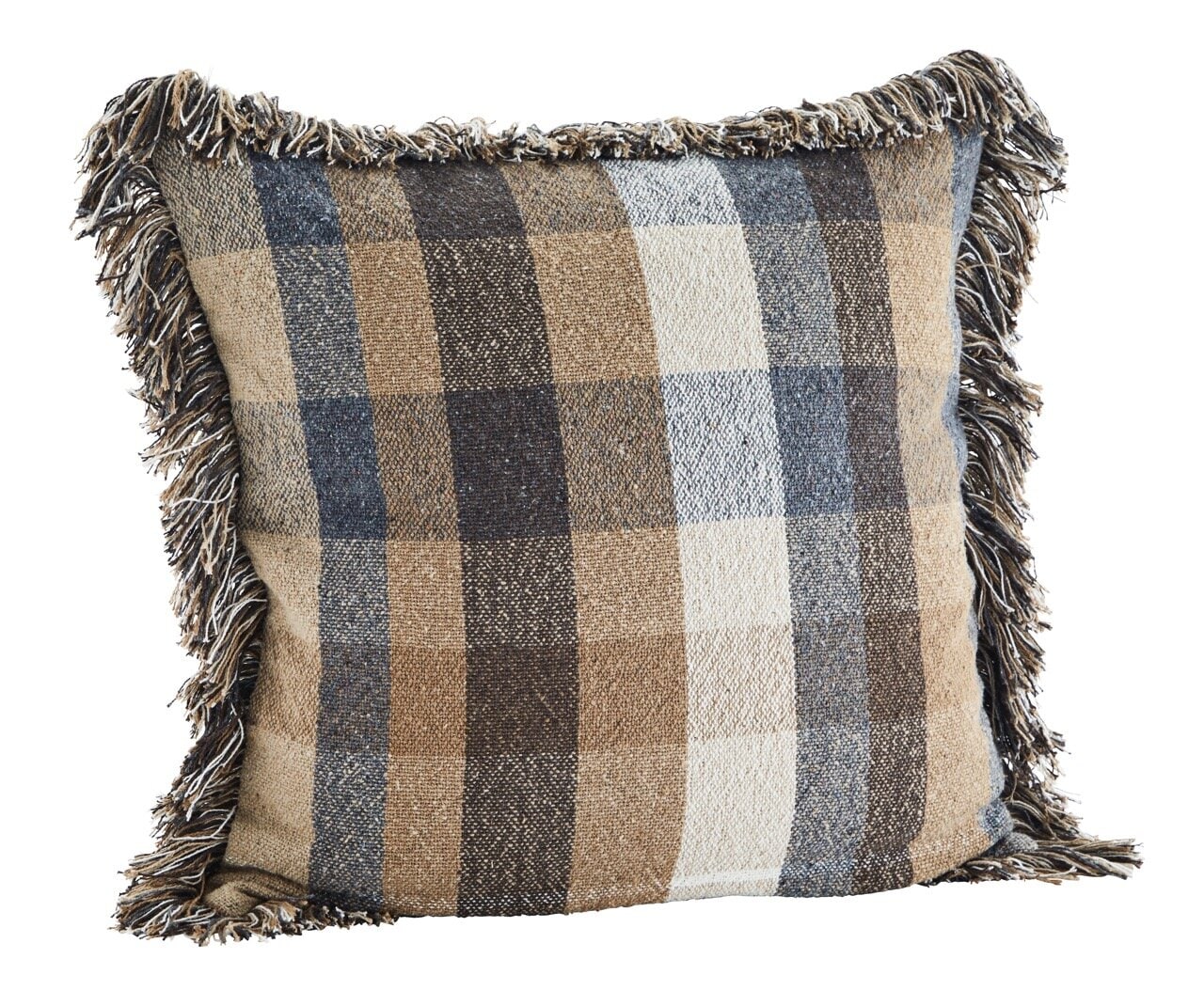Cushion Cover Striped w. Tassels Blue/Gray